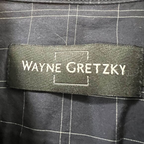 Wayne Gretzky Button Down Shirt Men Size M Navy Blue Window Pane Short Sleeve - Picture 4 of 12